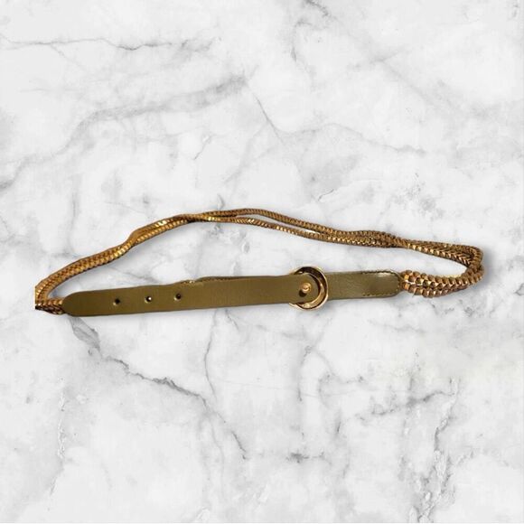 Women's beige grey and gold three chain adjustable belt 50" - Picture 1 of 4